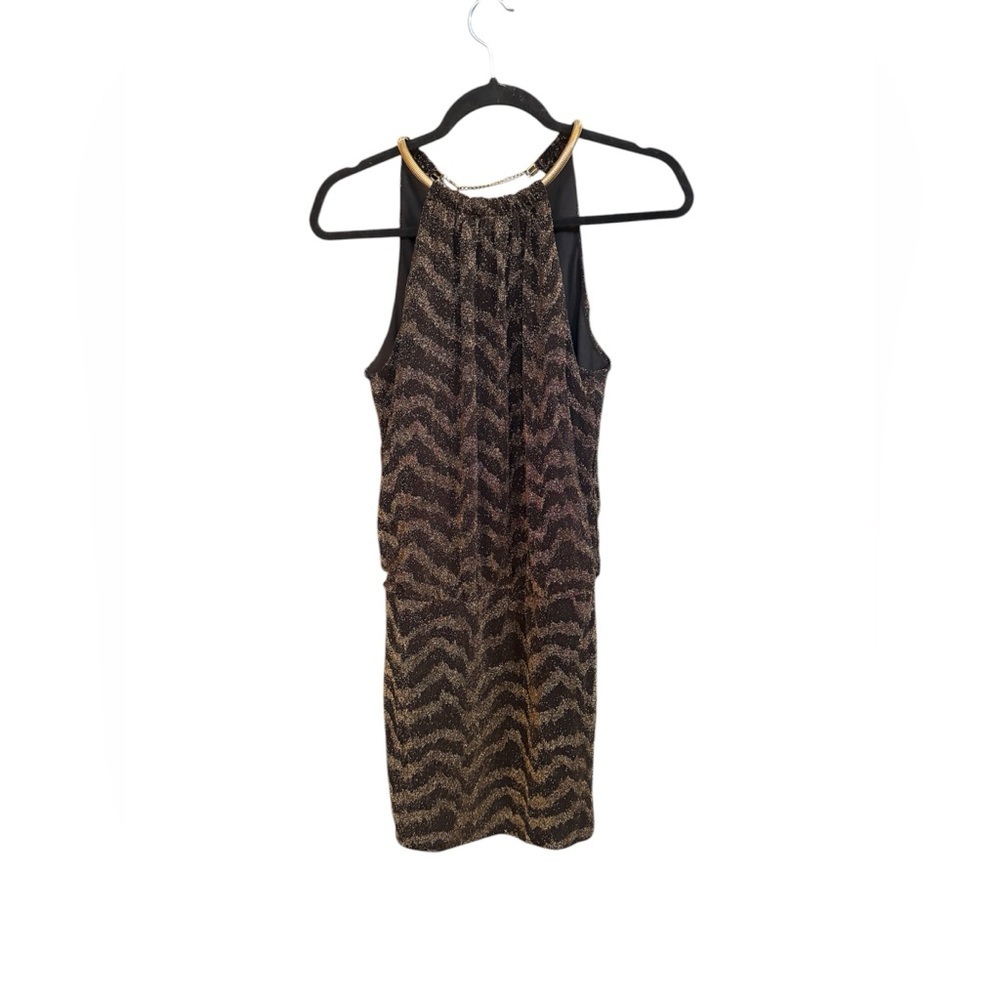 Bisou Bisou Black and Gold Midi Dress
